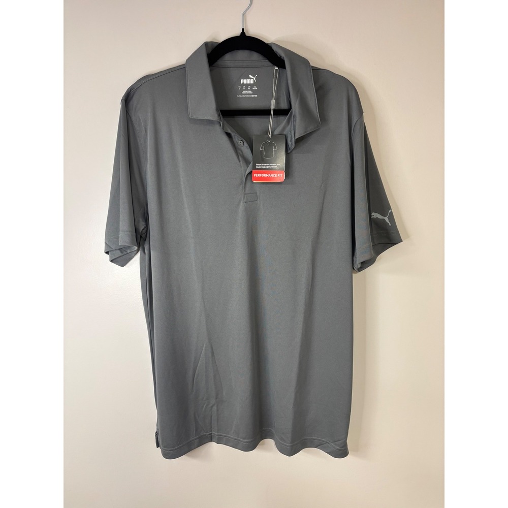 NWT Puma Performance Fit‎ Golf Polo Shirt Mens Large Gray Short Sleeve